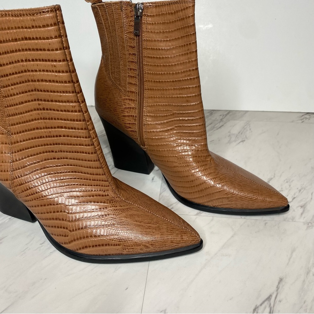 Marc Fisher Mariel Brown Leather Heeled Bootie 11M - Picture 9 of 14